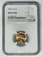1951-D Lincoln Cent NGC MS65 RD