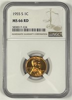 1955-S Lincoln Cent NGC MS66 RD