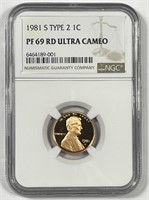 1981-S Lincoln Cent Proof TYPE 2 Variety NGC PF69
