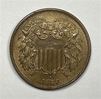 1867 Two Cent Piece Uncirculated UNC
