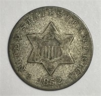 1852 Three Cent Silver 3cS Very Good VG