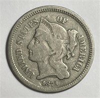 1873 Three Cent Nickel Closed 3 Variety 3cN Fine F