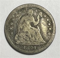 1841 Seated Liberty Silver Half Dime Good G