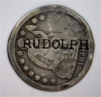 1851 Seated Dime C/S Counterstamped RUDOLPH