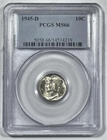1945-D Mercury Silver Dime PCGS MS66