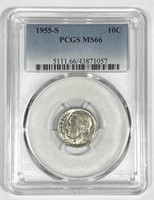 1955-S Roosevelt Silver Dime PCGS MS66