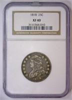 1818 Capped Bust Silver Quarter NGC XF40