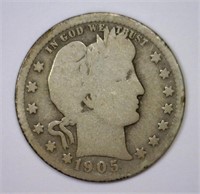 1905-O Barber Silver Quarter Solid Good G
