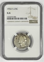 1932-S Washington Silver Quarter Good NGC G6