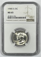 1948-D Washington Silver Quarter NGC MS65