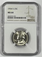 1954-S Washington Silver Quarter NGC MS64