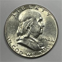 1952 Franklin Silver Half  About Uncirculated AU