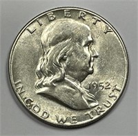1952-S Franklin Silver Half  About Uncirculated AU