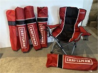 4 CRAFTSMAN & 1 COLEMAN FOLDING LAWN CHAIRS