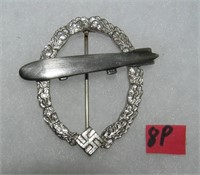 German air ship badge silver colored Zepplin WWII