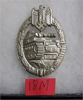 German army tank badge silver color WWII style