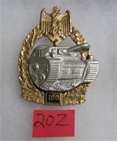 German Army tank battle badge 100 actions WWII sty