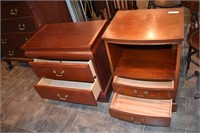 2- NIGHTSTANDS/SIDE TABLES- HAS WEAR & HOLE FOR CO