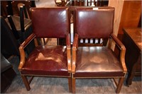 2- PLEATHER RED OFFICE CHAIRS, HAS WEAR