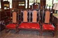 ROCKING CHAIR, HIGH BACK CHAIR, 2 SEATER, RED VELV