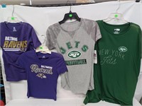 4 new NFL football shirts 2- kids Ravens, & 2-