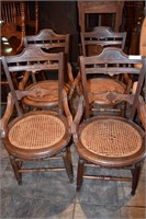 4- EARLY ROUND CAN WEBBING SPILE SEAT(?) CHAIRS
