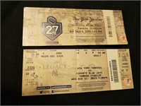 2010 NY Yankees & Toronto Blue Jays Ticket Stubs