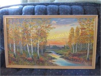 large woodland scene painting vivid colors 1947