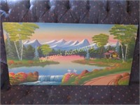 cabine lake scene painting by Jake Overbeck