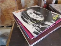 stack vintage records LP albums Marley