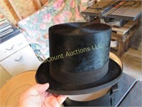 antique mens tophat Top Hat in box Preston & Co