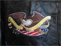 leather jacket XL w eagle God Bless America patch