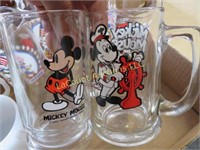 vintage Mickey mouse mugs & glasses Fire King
