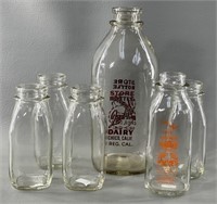 Assorted Glass Milk Bottles