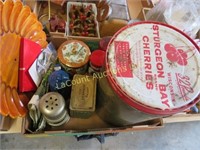 vintage tins Door County Cherries tray more