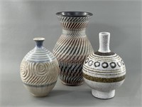 Three Decorative Pottery Vases