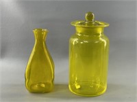 Blown Glass Lidded Jar & Vase