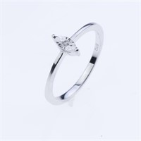 Sz 8.5 Mq Shape Diamond Cut Diamond Accent Ring