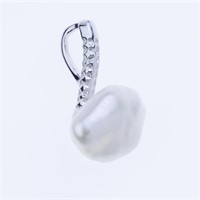 Sterling Silver Irregular White Pearl Pendant