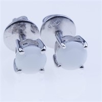 Faceted White Onyx Sterling Silver Stud Earrings