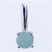 Sterling Silver 6Mm Round Emerald Pendant