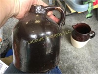 brown cream pitcher and little brown jug