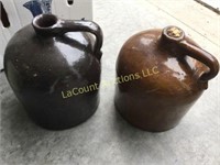 2 brown jugs light and dark