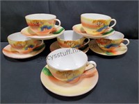 Hand Painted Tashiro Shoten Teacups & Saucers