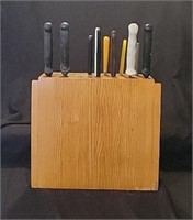 Wooden Knife Holder W/ Assorted Knives