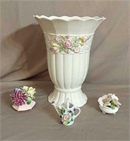 Vase, Occupied Japan Water Can, Bone China Flowers