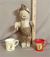 (2) Ovaltine Cups & Stuffed Pig