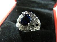 NEW BLUE & WHITE SAPH. SIZE 6 RING STAMPED 925