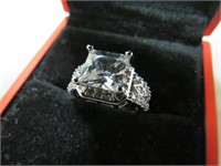 NEW WHITE SAPPHIRE SIZE 6 RING STAMPED 925