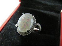 NEW OPAL & WHITE SAPH. SIZE 8 RING STAMPED 925